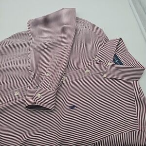 Ralph Lauren Men's Cotton Classic Red White Stripe‎ Button Down Shirt Size 16.5